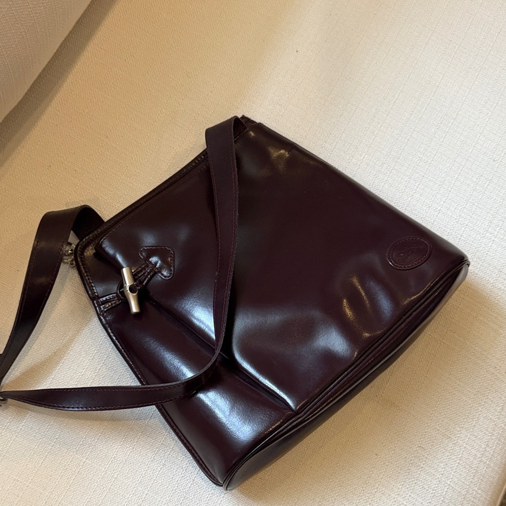 Burgundy Longchamp Bucket Bag